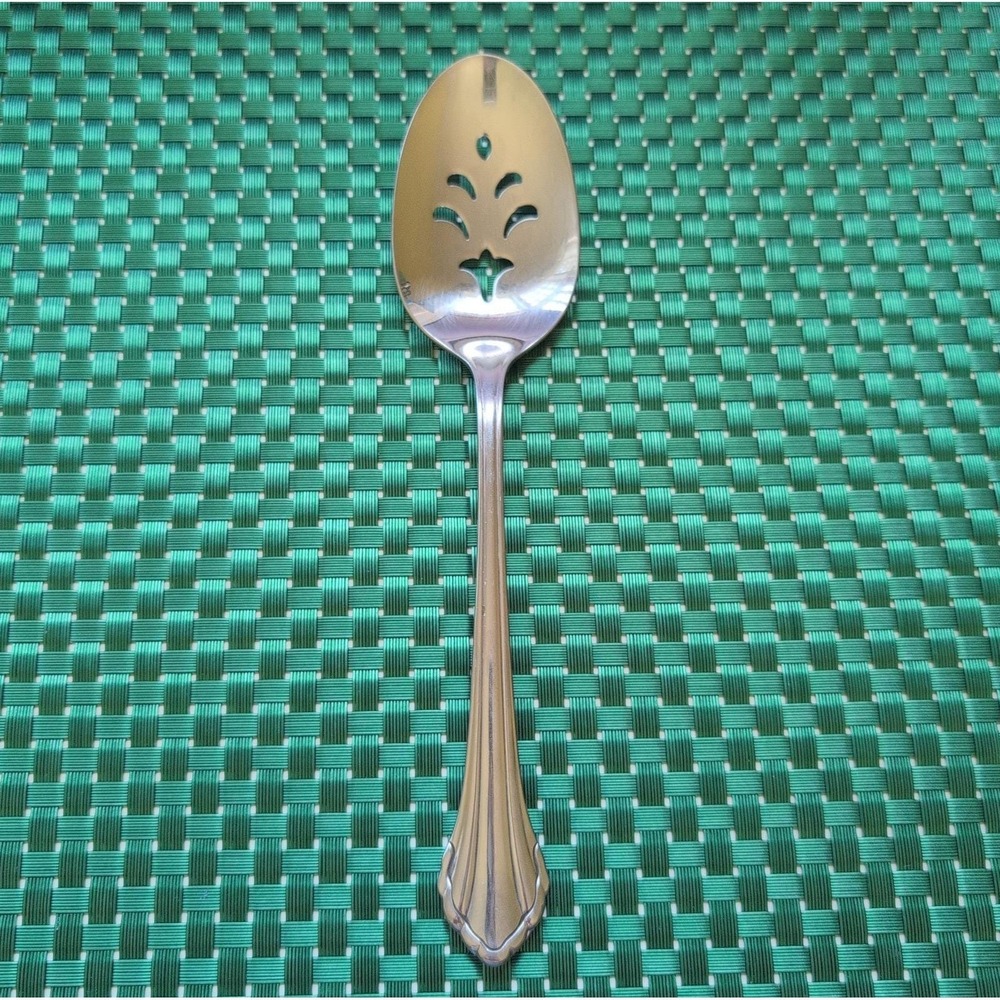 Oneida CLARETTE Slotted Serving Spoon Community Betty Crocker Stainless USA Vtg
